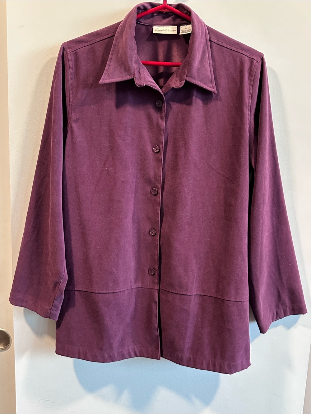 Gloria Vanderbilt Plum Button-Front Shirt Jacket